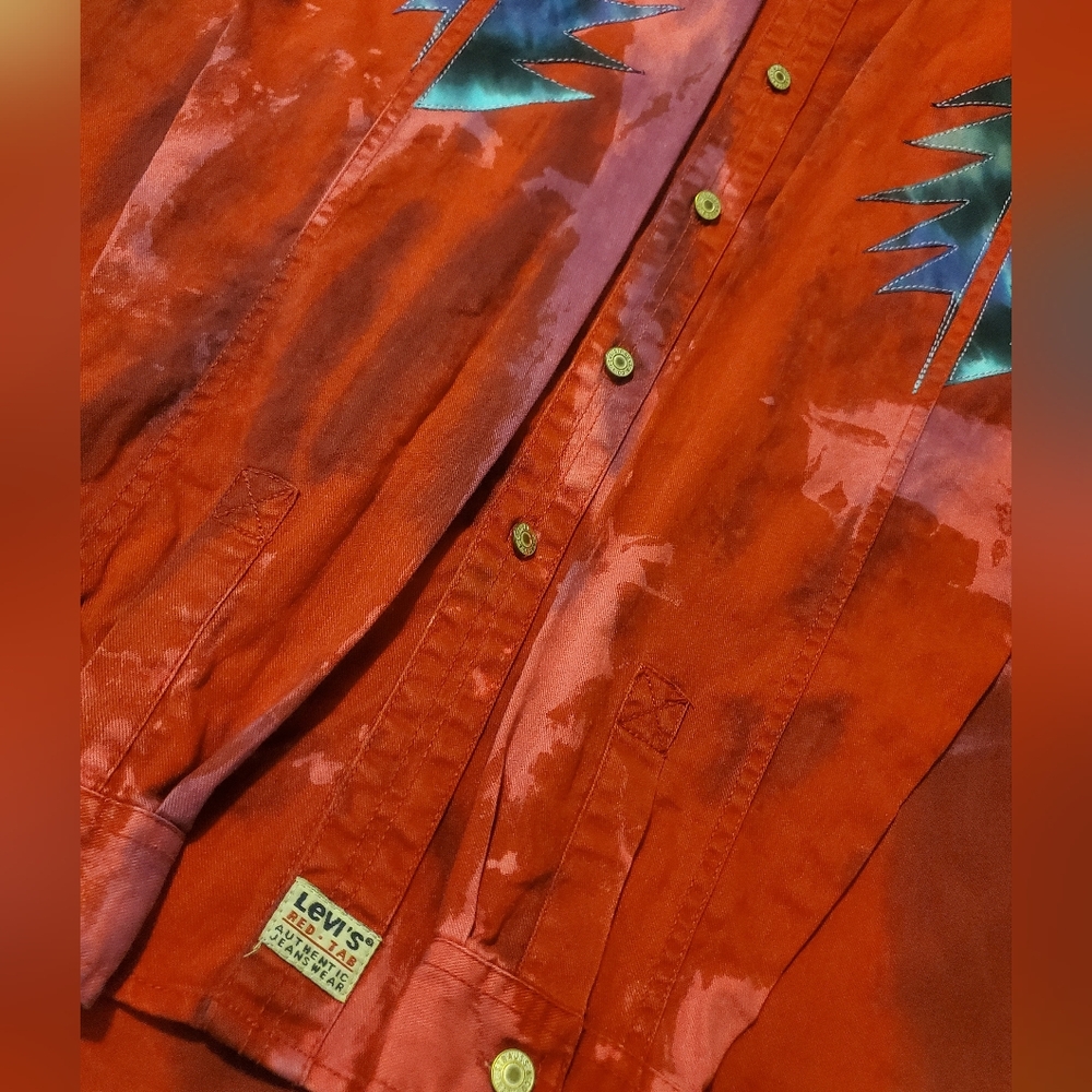 Vintage Levis Tie-dye Shirt + Liquid Blue Grateful Dead Patch New Year 1990 1995 - Picture 6 of 14